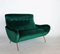 Mid-Century Italian Sofa or Settee in Green Velvet with Brass Tips, 1950s 4
