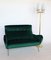 Mid-Century Italian Sofa or Settee in Green Velvet with Brass Tips, 1950s 3