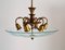Italian Brass and Crystal Glass Chandelier, 1950s, Image 7