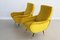 Vintage Italian Armchairs in Yellow Velvet and Brass with Stiletto Feet, 1950s, Set of 2 6