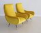 Vintage Italian Armchairs in Yellow Velvet and Brass with Stiletto Feet, 1950s, Set of 2 3