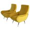 Vintage Italian Armchairs in Yellow Velvet and Brass with Stiletto Feet, 1950s, Set of 2 1