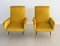 Vintage Italian Armchairs in Yellow Velvet and Brass with Stiletto Feet, 1950s, Set of 2 9