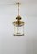 Italian Brass and Glass Pendant Lamp, 1970s, Imagen 4