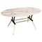 Italian Coffee Table with Pink and Grey Marble and Brass Feet, 1950s 1