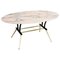 Italian Coffee Table with Pink and Grey Marble and Brass Feet, 1950s, Imagen 1