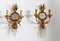 Gilt Wall Sconces with Mirror and Leaves by Hans Kögl, 1970s, Set of 3 2
