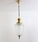 Italian Brass and Cut Glass Pendant Lamp, 1970s, Immagine 2