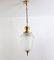 Italian Brass and Cut Glass Pendant Lamp, 1970s, Imagen 13