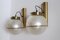 Italian Murano Glass Wall Sconces in Pearl Optic with Brass Details, 1970s, Set of 2 5