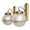 Italian Murano Glass Wall Sconces in Pearl Optic with Brass Details, 1970s, Set of 2 1