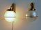 Italian Murano Glass Wall Sconces in Pearl Optic with Brass Details, 1970s, Set of 2 14