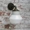 Vintage White Opaline Milk Glass, Brass & Cast Iron Sconce 9