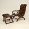 Antique Regency Style Leather Armchair & Stool, Set of 2, Immagine 1