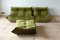 Vintage Olive Green Velvet Togo Living Room Set by Michel Ducaroy for Ligne Roset, 1980s, Set of 3 3