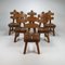 Spanish Brutalist Oak Dining Chairs, 1970, Set of 6 2