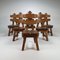 Spanish Brutalist Oak Dining Chairs, 1970, Set of 6 1