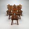Spanish Brutalist Oak Dining Chairs, 1970, Set of 6, Image 3