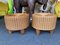 Italian Rattan and Wood Poufs, 1970s, Set of 2 8