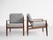 Midcentury Danish pair of easy chairs in teak by Grete Jalk for France & Søn 1960s 4