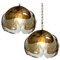 Smoked Glass and Brass Pendant Lights in the Style of Kalmar, 1970s, Set of 2 1