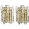 Brass & Ice Glass Wall Sconce by J.T. Kalmar for Cor 2