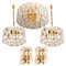 Palazzo Light Fixtures in Gilt Brass and Glass by J. T. Kalmar, 1970s, Set of 5 1
