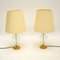 Vintage Brass & Glass Table Lamps, Set of 2 2