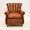 Antique French Leather Armchair, Image 2