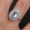 French Aquamarine Diamond 18 Karat White Gold Daisy Ring, 1960s, Imagen 6