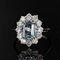 French Aquamarine Diamond 18 Karat White Gold Daisy Ring, 1960s, Imagen 7