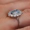 French Aquamarine Diamond 18 Karat White Gold Daisy Ring, 1960s, Image 9
