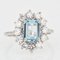 French Aquamarine Diamond 18 Karat White Gold Daisy Ring, 1960s, Image 10