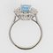 French Aquamarine Diamond 18 Karat White Gold Daisy Ring, 1960s 12