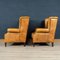 20th Century Dutch Sheepskin Leather Wingback Chairs, Set of 2, Immagine 5