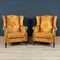 20th Century Dutch Sheepskin Leather Wingback Chairs, Set of 2 3