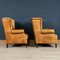 20th Century Dutch Sheepskin Leather Wingback Chairs, Set of 2, Imagen 6