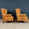 20th Century Dutch Sheepskin Leather Wingback Chairs, Set of 2, Immagine 6