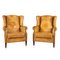 20th Century Dutch Sheepskin Leather Wingback Chairs, Set of 2, Imagen 1