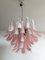 Vintage Italian Murano Chandelier with 36 Lattimo Pink Glass Petals from Mazzega, 1980s 11