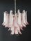 Vintage Italian Murano Chandelier with 36 Lattimo Pink Glass Petals from Mazzega, 1980s 1