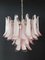 Vintage Italian Murano Chandelier with 36 Lattimo Pink Glass Petals from Mazzega, 1980s, Immagine 1