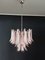 Vintage Italian Murano Chandelier with 36 Lattimo Pink Glass Petals from Mazzega, 1980s, Immagine 3