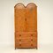 Antique Burr Walnut Wardrobe on Chest 4