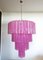 Huge Vintage Tiered Murano Glass Chandelier with 78 Pink Fuchsia Silk Glasses, 1982 1