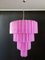 Huge Vintage Tiered Murano Glass Chandelier with 78 Pink Fuchsia Silk Glasses, 1982 17