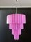 Huge Vintage Tiered Murano Glass Chandelier with 78 Pink Fuchsia Silk Glasses, 1982, Image 17