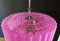 Huge Vintage Tiered Murano Glass Chandelier with 78 Pink Fuchsia Silk Glasses, 1982 5