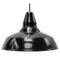 Vintage Austrian Industrial Black Enamel Pendant Lamp 1