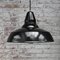 Vintage Austrian Industrial Black Enamel Pendant Lamp 4